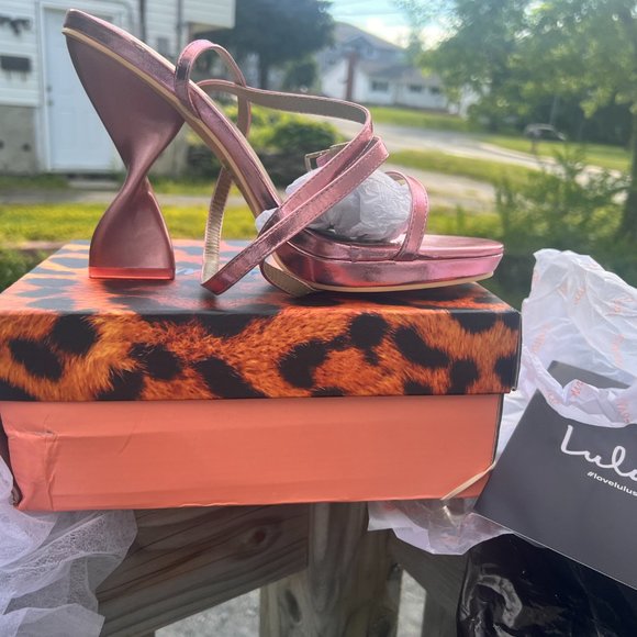 Kelly Pink Sculpted High Heel Sandals - Picture 6 of 6